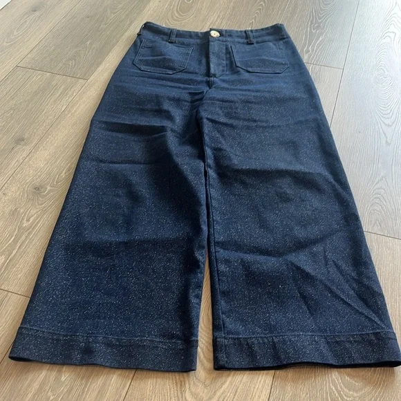 COPY - The Colette Sparkle Denim Cropped Wide-Leg Jeans by Maeve Size 28